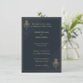 Regal Thistle & Tartan Scottish Wedding Einladung (Stehend Vorderseite)