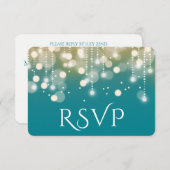 Regal Turquoise und Gold Bokeh Lights UAWG RSVP Karte (Vorne/Hinten)