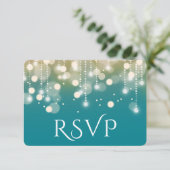 Regal Turquoise und Gold Bokeh Lights UAWG RSVP Karte (Stehend Vorderseite)