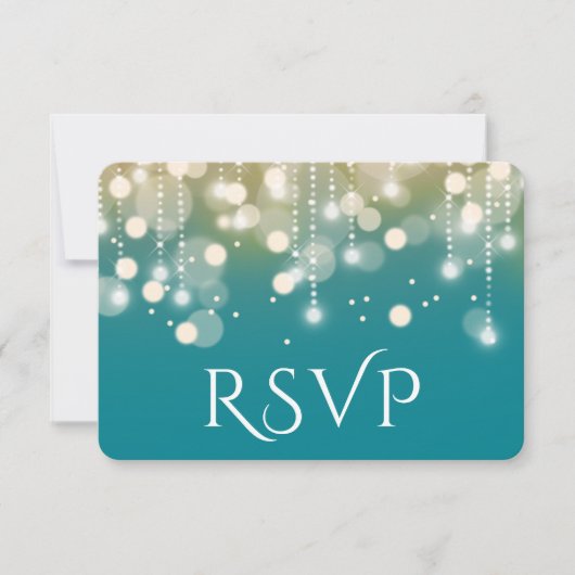Regal Turquoise und Gold Bokeh Lights UAWG RSVP Karte (Vorderseite)