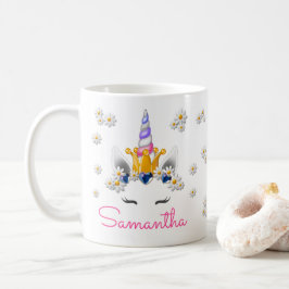 Regal Unicorn Princess Crown Rhinestones & Daisies Kaffeetasse