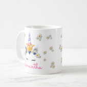 Regal Unicorn Princess Crown Rhinestones & Daisies Kaffeetasse (Vorderseite Links)