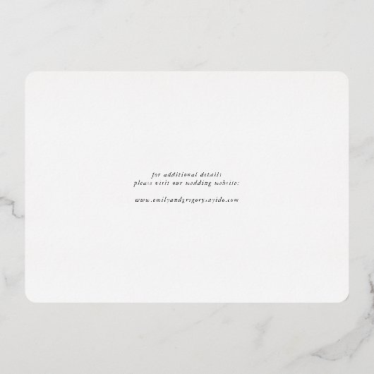 Regal verzierter Save the Date Foto Rahmen Folieneinladung (Rückseite)