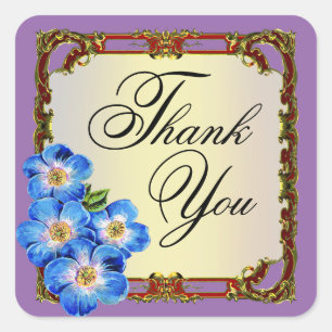 Regal Viktorianisch Floral Gevor   LILA Quadratischer Aufkleber