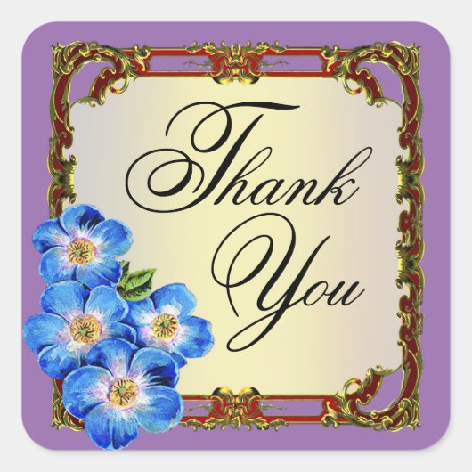 Regal Viktorianisch Floral Gevor | LILA Quadratischer Aufkleber (Vorderseite)