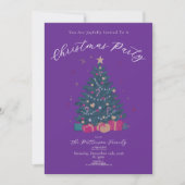 Regal Violetter Weihnachtsfeier Rustikaler Baum Einladung (Vorderseite)