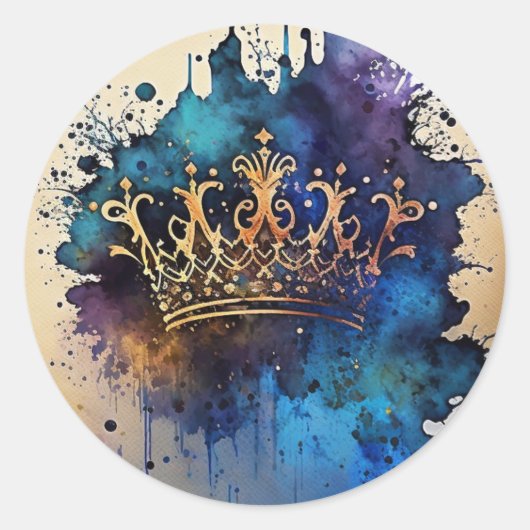 Regal Watercolor Crown Siegel Sticker (Vorderseite)
