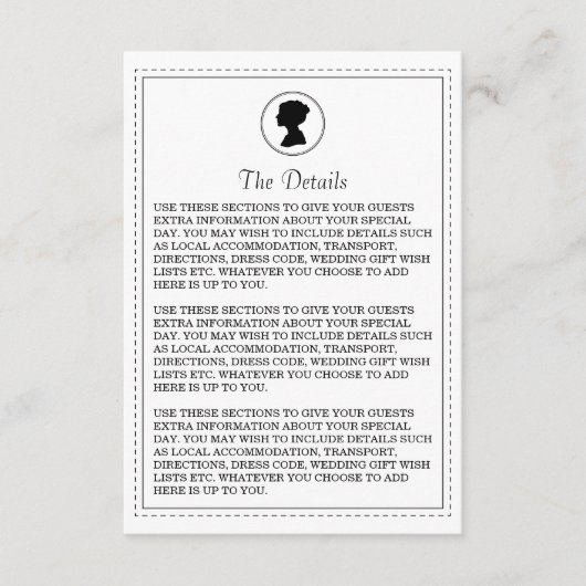 Regal Wedding Details Card Begleitkarte (Vorderseite)