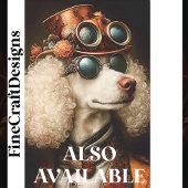 Regal White Steampunk Poodle Dog AX6 Decoupage Seidenpapier