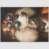 Regal White Steampunk Poodle Dog AX7 Decoupage Seidenpapier (Vorderseite)