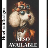 Regal White Steampunk Poodle Dog AX7 Decoupage Seidenpapier