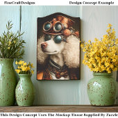 Regal White Steampunk Poodle Dog CT8 Decoupage Seidenpapier