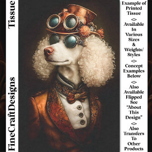 Regal White Steampunk Pudel Hund CT8 Decoupage Seidenpapier