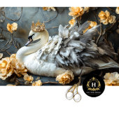 Regal White Swan Golden Crown Decoupage Seidenpapier