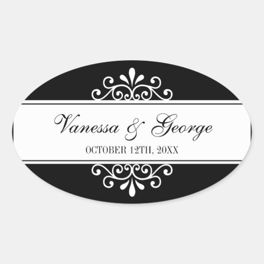 Regal wirbeln schwarzes Oval aus der Stadt Geschen Ovaler Aufkleber (Vorderseite)