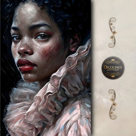 Regal Woman In Ruffled Gown Decoupage Seidenpapier