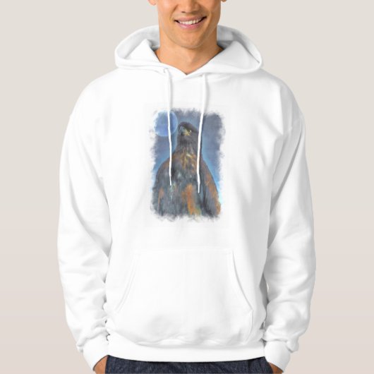 Regal Young Bald Eagle and Moon Painting Hoodie (Vorderseite)