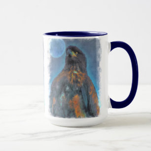 Regal Young Bald Eagle and Moon Painting Tasse