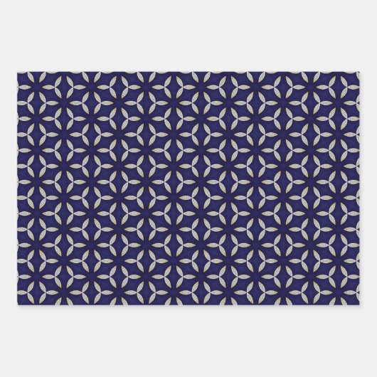 Regalblau und Gold Luxury Wrapping Paper Set Geschenkpapier Set (Vorderseite 2)