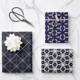 Regalblau und Gold Luxury Wrapping Paper Set Geschenkpapier Set
