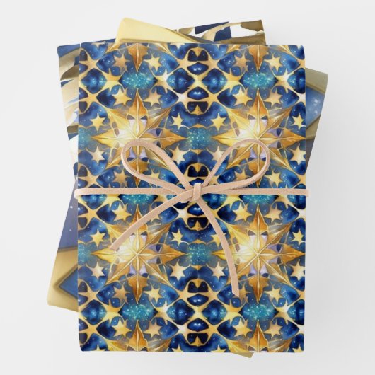 Regalblau und goldfarbenes Urlaubspapier Geschenkpapier Set (Beispiel)