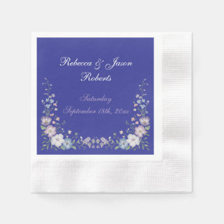 Regalblaue Vintage-Eleganz Gartenblüten Serviette