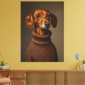 Regale Dackel in einem Turtleneck Leinwanddruck (Insitu (Wohnzimmer))