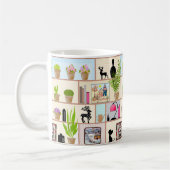 Regale mit Blume, Büchern und Dekorationen Kaffeetasse (Links)