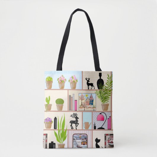 Regale mit Blume, Büchern und Dekorationen Tasche (Vorderseite)