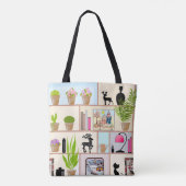 Regale mit Blume, Büchern und Dekorationen Tasche (Rückseite)