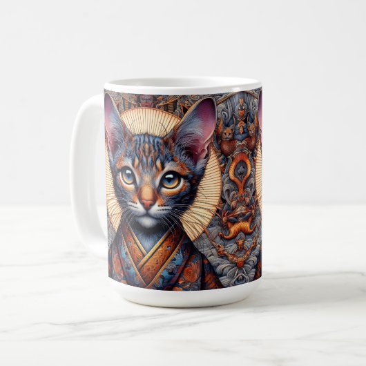 Regale Mythisch Verziert Fantasy Katze Kaffeetasse (Vorderseite Links)