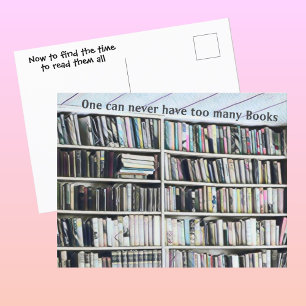 Regale pastellfarbener Bücher Lustiger Bücherregal Postkarte