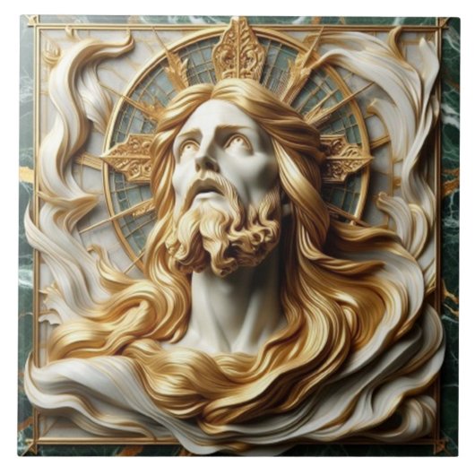 Regale Reverenz Jesus in Gold Fliese (Vorderseite)