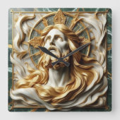 Regale Reverenz Jesus in Gold Quadratische Wanduhr (Vorderseite)