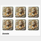 Regale Reverenz Jesus in Gold Quadratischer Aufkleber (Blatt)