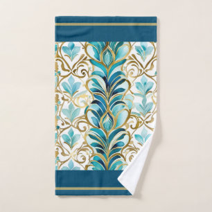Regale Schnörkel aquamarin und Gold Handtuch