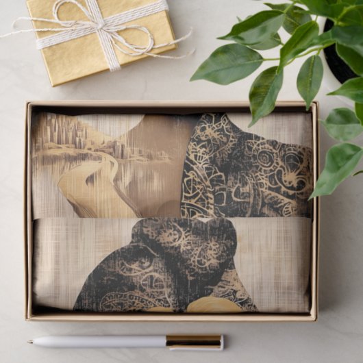 Regalfrauen, Gold & Black Turban DH7R Decoupage Seidenpapier (Geschenk)