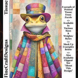 Regalfrosch in Regenbogenwolke & Hut DL9R Decoupag Seidenpapier