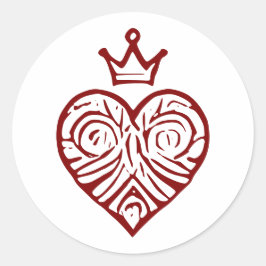 Regalherz mit kronenartistischem Design Runder Aufkleber