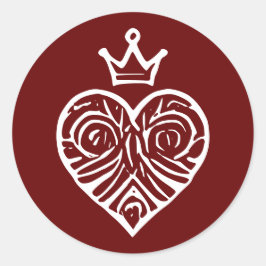 Regalherz mit kronenartistischem Design Runder Aufkleber