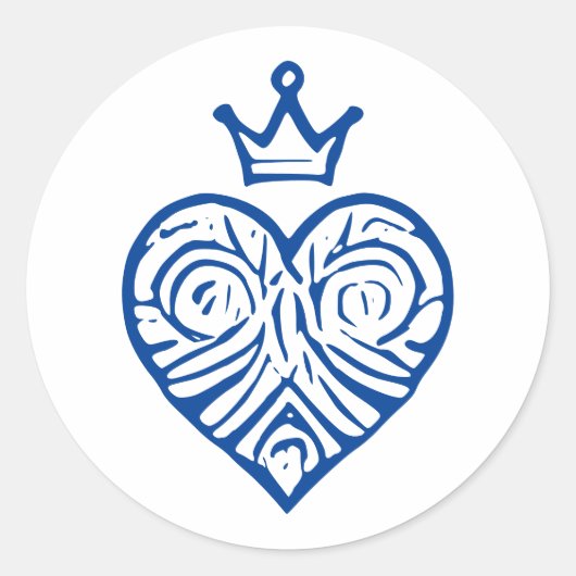 Regalherz mit kronenartistischem Design Runder Aufkleber (Vorderseite)