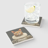 Regalkatze Steinuntersetzer (Seitenansicht)