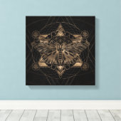 Regalmotte in Sacred Geometry - Schwarz und Gold Leinwanddruck (Insitu (Holzboden))
