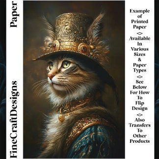 Regalopulent Steampunk Cat CS3 Craft Paper