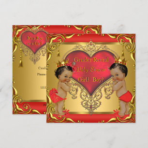 Regalrotes Gold Geschlecht Enthüllung Baby Shower  Einladung