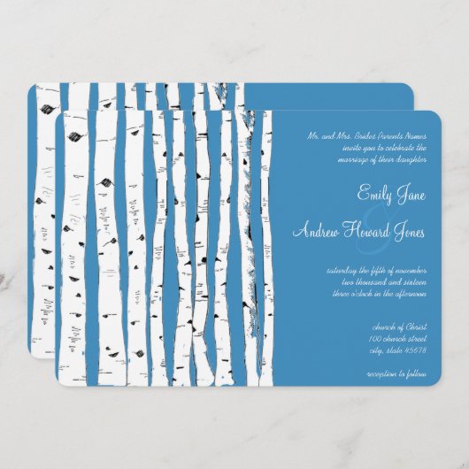 Regatta Blue Birch Tree Einladungen für Hochzeiten (Vorne/Hinten)