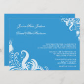 Regatta Blue Floral Accent Hochzeit Einladung (Vorne/Hinten)