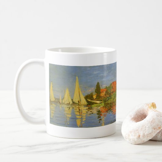 Regatta in Argenteuil von Claude Monet Kaffeetasse (Mit Donut)