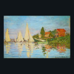 Regatta in Argenteuil von Claude Monet Poster<br><div class="desc">Das Regatta at Argenteuil von Claude Monet ist ein schönes impressionistisches Gemälde mit Segelbooten,  einem roten Bootshaus und dem blauen Wasser der Seine</div>