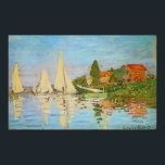 Regatta in Argenteuil von Claude Monet Poster<br><div class="desc">Das Regatta at Argenteuil von Claude Monet ist ein schönes impressionistisches Gemälde mit Segelbooten,  einem roten Bootshaus und dem blauen Wasser der Seine</div>